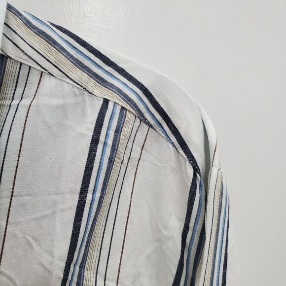 7 Diamonds Men's White Blue Stripe Mixed Print Western Yoke Button Up Shirt XL - Picture 2 of 6